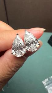 Pendientes de Diamante Cultivado en Laboratorio con Corte de Pera de 1 Quilate, Oro Amarillo de 14K, Engaste en Bisel, Chapado en Oro, Joyería Elegante para Novia, Regalo para Ella - Product Image 4