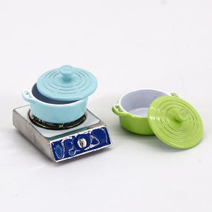 Poupée Cuisine Jouet Alimentaire Alliage Pot Soupe Pot Meubles Modèle Miniature Métal Charbon Poêle Cuisine Et Jouer Maison Jouets - Product Image 3