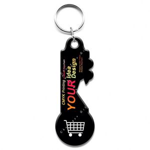 Porte-clés débloqueur de jetons de chariot de courses populaire en Allemagne, avec impression EURO et revêtement époxy - Product Image 1