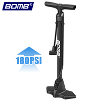 Pompe à pied en acier robuste BOMB pour gonflage de pneus de vélo de route et VTT 180 PSI, corps droit, vente en gros, directement de l'usine, personnalisation OEM