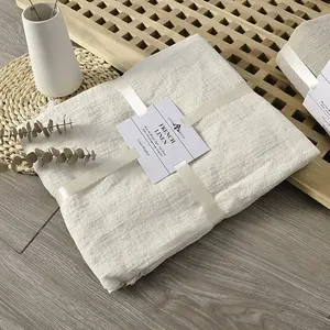 Luxury Organic Gauze Linen Solid Color Throw Blanket Hemp Blankets For Bed With Tassel