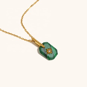Dingran kalung liontin zirkon bintang delapan titik akrilik antiair grosir perhiasan berlapis emas baja tahan karat - Product Image 4