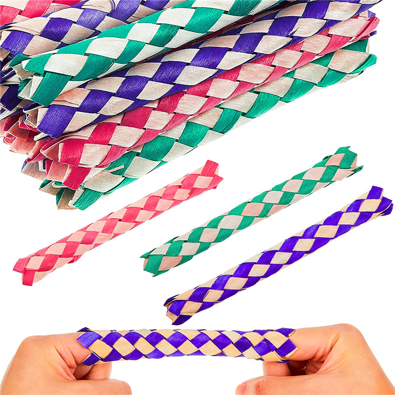 Pièges à Doigts Chinois – Lot De 6 Tubes En Feuille De Palmier Et Bois – Jouet à Mâcher Pour Perroquets, Oiseaux Et Jeu Interactif Éducatif
