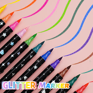 Ensemble de 24 <span class=keywords><strong>marqueurs</strong></span> acryliques en plastique scintillants, stylos surligneurs perlés à paillettes effaçables pour enfants et étudiants, dessin coloré - Product Image 4