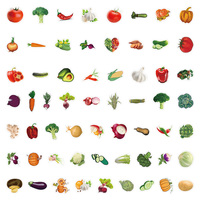 60 Uds. Hoja de pegatinas de verduras de dibujos animados promoción personalizada vinilo impermeable Graffiti brócoli pegatinas diario álbum de recortes para niños