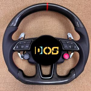 Volant <span class=keywords><strong>sport</strong></span> en cuir et fibre de carbone en forme de D personnalisé pour <span class=keywords><strong>Audi</strong></span> RS6 RS7 C8 avec palettes de changement de vitesse - Product Image 4