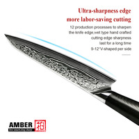 Ensemble de couteaux de cuisine professionnels en acier Damas 8 pièces, noyau en acier VG 10, 67 couches, avec manche en G10 noir