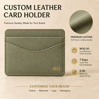 Portefeuille fin en cuir suédé vert olive avec poche avant incurvée, étui à cartes compact personnalisé vert olive, RFID en option