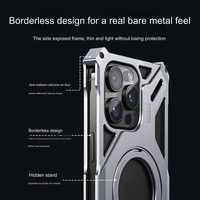 Étui de téléphone magnétique creux en métal aluminium pour iPhone 14 15 16 Pro Max, protection antichoc avec béquille rotative cachée à 360°