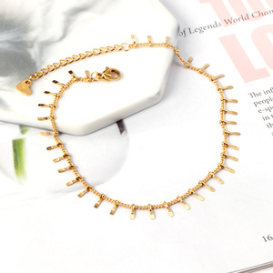 Chevillères tendance en acier inoxydable plaqué or 18 carats, chaîne géométrique, pour les vacances à la plage, bijoux de pied pour femme - Product Image 3