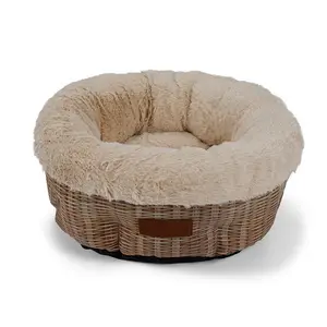 Manufacturer High-quality Natural willow weave warm round cotton nest Pet dog cat mat Pet bed