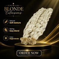 Extensions de cheveux Remy russes bouclés blonds à double tirage, avec colle à la kératine italienne, attaches à la kératine, pointe en K, pointe plate, décoloration possible