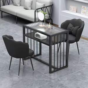 Nouvelle table à ongles de luxe moderne 2026, en marbre et fer, avec plateau en verre, modèles simple, double, triple et économique - Product Image 1