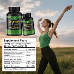 Quercetina OEM con Bromelina, Zinc, Vitamina C y D3 |   Suplemento de Apoyo Inmunológico en Cápsulas - Antioxidante, Apoya los Niveles de Energía, Vegano - Product Image 2