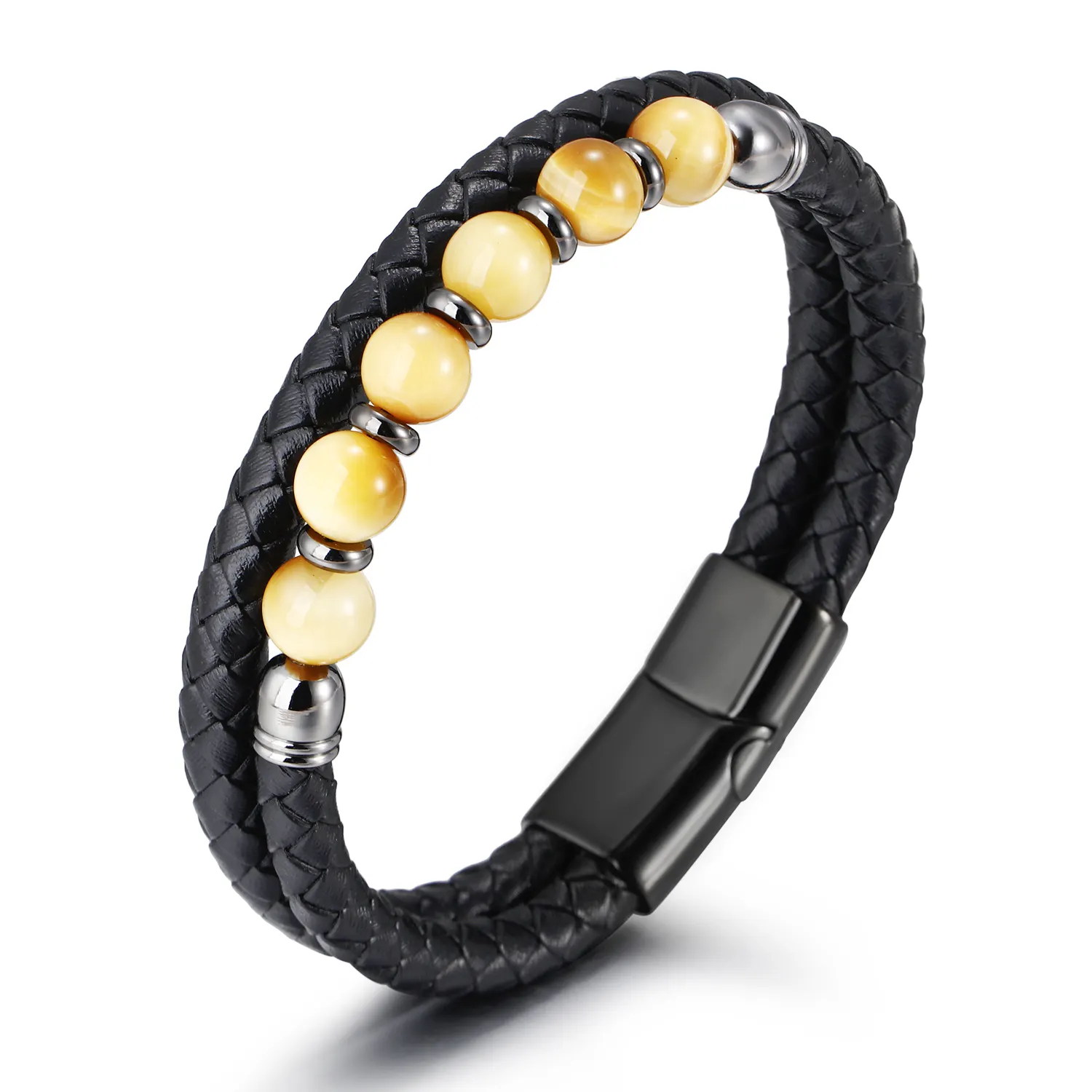 ジェムストーンビーズブレスレットバルクマッチングセットEn Acier Inoxydable Nail Rope Stones Designer Jewelry for Men