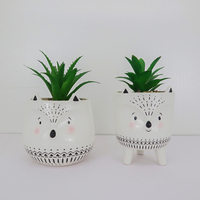 Mini Pot de fleurs en céramique pour l'extérieur, imprimé Animal, mignon, blanc, jardinière, pour la vente en gros, 3 pièces