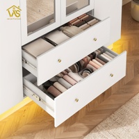 Armoire de chambre moderne à 4 portes avec 2 tiroirs, design écologique et durable, éclairage intégré, idéale pour l'hôtellerie – Vente directe usine