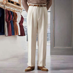 <span class=keywords><strong>Pantaloni</strong></span> <span class=keywords><strong>eleganti</strong></span> da <span class=keywords><strong>uomo</strong></span> a vita alta traspiranti Casual <span class=keywords><strong>pantaloni</strong></span> a gamba dritta Design plissettato <span class=keywords><strong>tessuto</strong></span> dimagrante di alta qualità per - Product Image 2