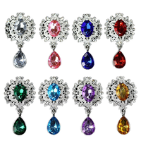 Métal écologique 3D 6 facettes lâche strass fleur plateau perceuse boucle goutte d'eau pierre précieuse pendentif cheveux accessoires chapeaux