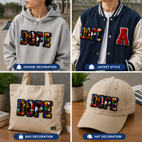 Patchs en chenille personnalisés en gros, lettres 3D brodées en tissu éponge, badges lettres universitaires en peluche pour vestes et sweats à capuche