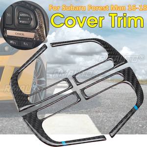 Pour Subaru Forester 2016 2017 2018, couvre-volant en fibre de carbone véritable, garniture de moulage intérieur, autocollant décoratif, accessoires de voiture - Product Image 1