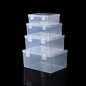 Caja de almacenamiento de plástico transparente con tapa, 18x13,6x8,7 cm, organizador de joyas y electrónica, contenedor apilable de Material PP - Product Image 1