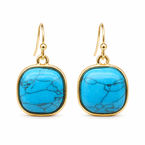 Orecchini eleganti di colore blu, orecchini semplici a bottone, accessori di gioielleria alla moda in stile vintage per le donne - Product Image 2