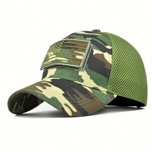 Wholesale Custom Camouflage Mesh Baseball Cap Summer America Flag Velcro <b>Patch</b> logo Camo Hats Trucker Hat - Product Image 2
