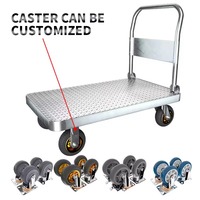Carretilla de Plataforma Plegable de Acero Resistente de 900 kg, 100x65 cm, Carro de Cuatro Ruedas con Neumáticos Silenciosos TPR, Herramienta de Transporte para Almacén y Compras