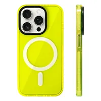 Coque de téléphone magnétique transparente en cristal couleur néon pour iPhone 17 16 15 Pro 15 14 13 Max 12, compatible avec la recharge sans fil, en silicone souple avec protection antichoc