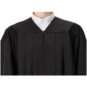 University Unisex Black Fluted Deluxe Bachelor Graduation Gown Robe With Elegant Fluting