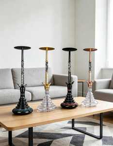 Decorative <b>Hookah</b> Stand Alone <b>Hookah</b> Metal Frame Glass Base Tobacco <b>Pipe</b> for Lounge Bar Home Use - Product Image 4