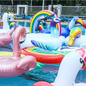 Colchoneta inflable de PVC para piscina, colchoneta flotante de gran tamaño con flamencos, para la playa y piscina de animales, venta al por mayor - Product Image 4