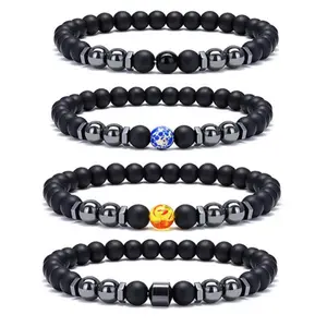 2022 Fashion Jewelry Anti Swelling Slimming Frosted Stone Beads Charm Bracelet Hematite Magnetic Anklets For Women