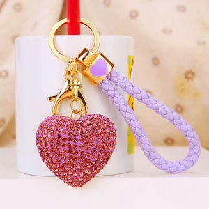 Hot Selling Women Girl Gifts Sparkly Crystal Car Key Ring <b>Holder</b> Bling Bling Heart Shape Rhinestone Keychain - Product Image 3