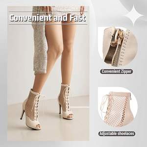 Botas de Baile Latino de Punta Abierta de 10 cm Color Marrón, Zapatos de Baile de Salón, Tango, Jazz, Salsa y Swing de Cuero para Mujer - Product Image 6