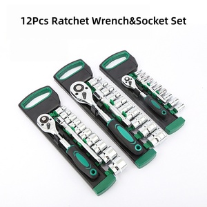 Juego de Llaves de Trinquete de Liberación Rápida de 24 Dientes con Enchufe de 1/2", 3/8" y 1/4", 12 Piezas, 4-24 mm, Juego de Herramientas para Reparaciones en el Hogar y Automóvil, Directo de Fábrica - Product Image 2