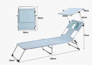 <span class=keywords><strong>Lit</strong></span> pliant de camping et de plage, avec fonction de séchage du dos, circulation d'air froid, protection solaire, surface en soie glacée et oreiller perforé - Product Image 2