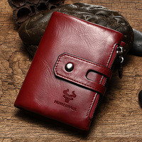 HUMERPAUL grosir pemegang kartu RFID dompet Vintage kulit asli pengait ritsleting dompet koin untuk pria wanita