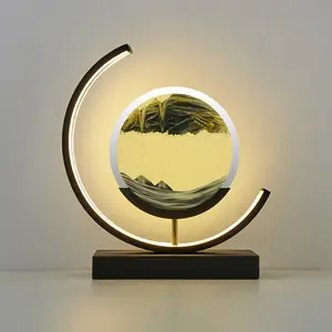 책상 램프 그림 Suppliers-데스크탑 홈 장식 투명 끊임없이 변화하는 움직이는 예술 그림 흐르는 모래 그림 3D 밤 빛