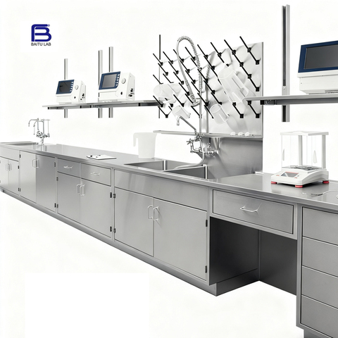 Medical Heavy-Duty Workbench 304 Stainless Steel Lab Bench with Sink for Clean Room