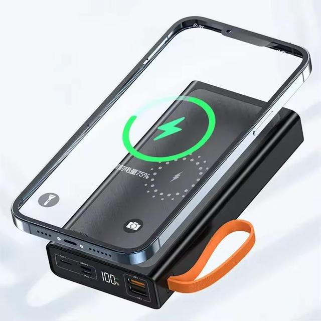 Big Capacity Portable Wireless Charging Power Bank 30000mAh 20000mAh 10W Double USB Li-Polymer Battery LED Display with Cables