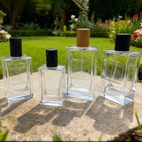 Flacons de parfum en verre noir rectangulaires vintage de luxe personnalisés, 30 ml, 50 ml, 100 ml, impression d'écran, vaporisateur portable, vide, facile à ouvrir