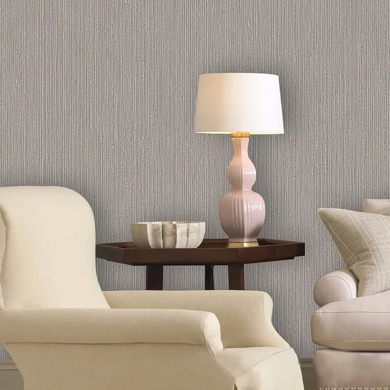Zeitgenössische und kontrahierte Tapete Reine Farbe Vertikale Streifen Tapete für Wohnzimmer Schlafzimmer TV Wandt apete