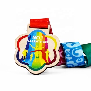 Popular ECO Friendly Crafts Printing Laser Logo Marathon Running Sports Competition Bamboo Wooden Medals with CE EN71