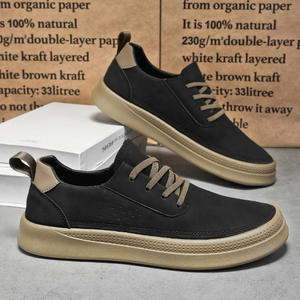 รองเท้าลำลองหนังกลับผู้ชายแบบผูกเชือก ระบายอากาศได้ดี เพิ่มความสูง ทันสมัย ใช้งานได้หลากหลาย รองเท้าสเก็ตบอร์ด รองเท้าลำลองหนังกลับผู้ชายแบบผูกเชือก - Product Image 2