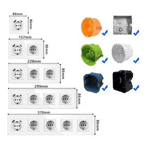 ปลั๊กไฟติดผนังมาตรฐานยุโรป 86 แบบ พร้อมพอร์ต USB แผงกระจกนิรภัย ติดตั้งแบบซ่อน มีหลายขนาด - Product Image 2