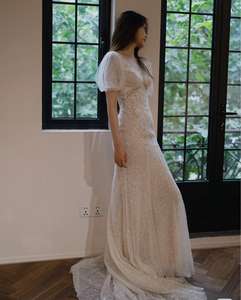 S2609L <span class=keywords><strong>2016</strong></span>แฟชั่นใหม่ชุดเดรสแต่งงานทรงหางปลาเงือกสุดโรแมนติกแบบเทพนิยายประดับเลื่อมและเพชรแขนสั้น - Product Image 2