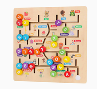 Papan Puzzle Kayu untuk Bayi, Mainan Penyortiran Bentuk & Penelusuran Labirin, Buah-buahan, Hewan, Kendaraan, Montessori, Pembelajaran Dini