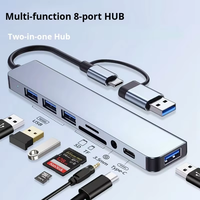 Hub USB Type-C 8 ports avec 1 lecteur de carte USB 3.0 SD/TF et prise audio 3,5 mm (CN) en stock